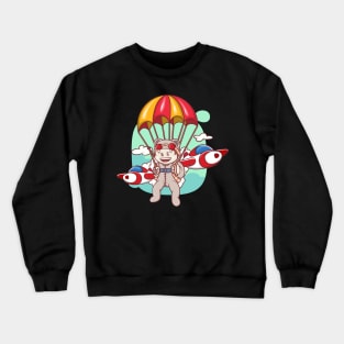 cute illustration of skydiving Crewneck Sweatshirt